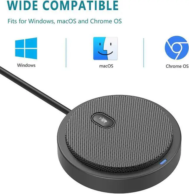 Alt view image 6 of 6 - Upgraded USB Conference Microphone for Computer, 360° Omnidirectional Condenser Mic with Mute Key, Great for Video Conference, Gaming, Chatting, Skype, Plug & Play, Windows macOS, Ideal for Gift