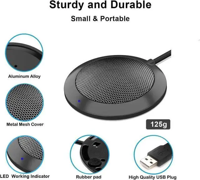 Alt view image 4 of 7 - Conference USB Microphone, Computer Desktop Mic with LED Indicator, TKGOU Plug & Play Omnidirectional Condenser PC Laptop Mics for Online Meeting/Class,Skype,Recording,Chatting,Zoom,(Windows/Mac OS X)