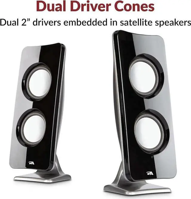 Alt view image 3 of 7 - Cyber Acoustics CA-3610 2.1 Multimedia Speaker System with Subwoofer, Perfect Computer Speakers for PC or Mac, Great for Music, Movies, and Gaming