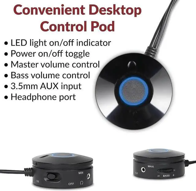 Alt view image 4 of 7 - Cyber Acoustics CA-3610 2.1 Multimedia Speaker System with Subwoofer, Perfect Computer Speakers for PC or Mac, Great for Music, Movies, and Gaming