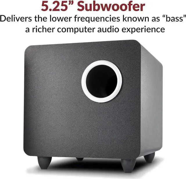 Alt view image 5 of 7 - Cyber Acoustics CA-3610 2.1 Multimedia Speaker System with Subwoofer, Perfect Computer Speakers for PC or Mac, Great for Music, Movies, and Gaming