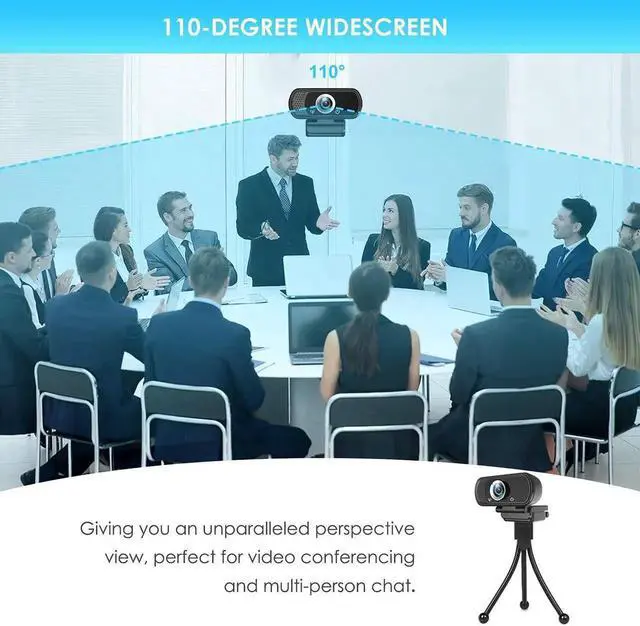 Alt view image 4 of 7 - Full HD 1080P Webcam with Privacy Shutter and Tripod, Pro Streaming Web Camera with Microphone, Widescreen USB Computer Camera for Laptop Desktop