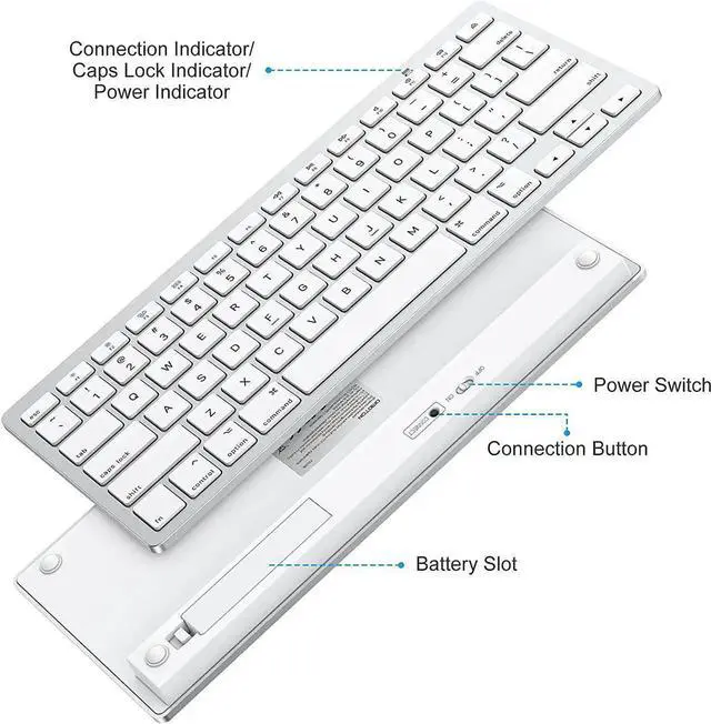 Alt view image 2 of 7 - OMOTON Bluetooth Keyboard for Mac, Compact Wireless Keyboard Compatible with MacBook Pro/Air, iMac, iMac Pro, Mac Mini, Mac Pro Laptop and PC (Silver)
