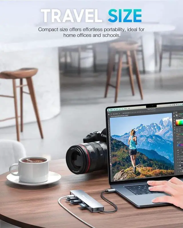 Alt view image 3 of 7 - Hiearcool USB C Hub, USB C Multi-Port Adapter for MacBook Pro, 7IN1 USB C to HDMI Hub Dongle Compatible for USB C Laptops and Other Type C Devices (4K HDMI USB3.0 SD/TF Card Reader 100W PD)