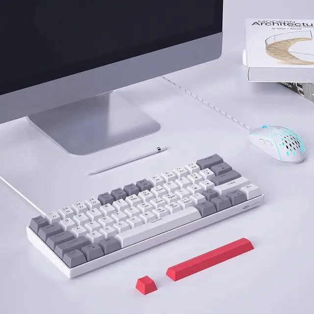 Alt view image 4 of 7 - 60% Mechanical Gaming Keyboard,Mixed Color Keycaps Gaming Keyboard with Red Switches, Detachable Type-C Cable Mini Keyboard with Blue LED Light for PC/Laptop