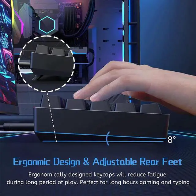 Alt view image 7 of 7 - DIERYA 60% Mechanical Keyboard, DK61se Wired Gaming Keyboard with Brown Switches, LED Backlit Ultra-Compact 61 Keys Mini Office Keyboard for Windows Laptop PC Gamer TypistBlack