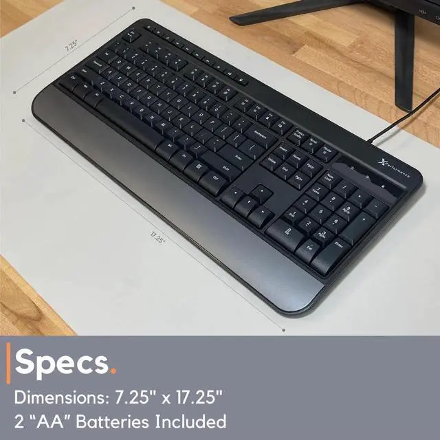 Alt view image 5 of 7 - X9 Performance Multimedia USB Wired Keyboard - Comfortable Typing - Ergonomic Full Size Keyboard with Wrist Rest and 114 Keys - External Computer Keyboard for Laptop and Office PC