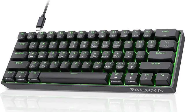 Main image of DIERYA 60% Mechanical Keyboard, DK61se Wired Gaming Keyboard with Red Switches,LED Backlit Ultra-Compact 61 Keys Mini Office Keyboard for Windows Laptop PC Gamer TypistBlack
