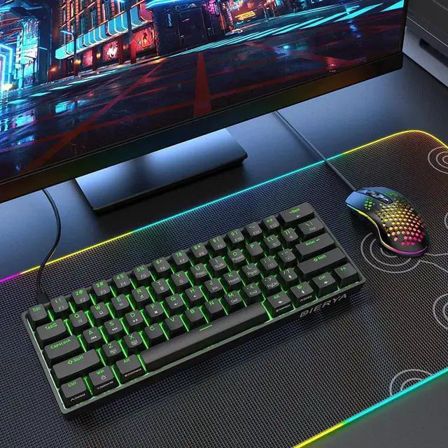 Alt view image 2 of 7 - DIERYA 60% Mechanical Keyboard, DK61se Wired Gaming Keyboard with Red Switches,LED Backlit Ultra-Compact 61 Keys Mini Office Keyboard for Windows Laptop PC Gamer TypistBlack