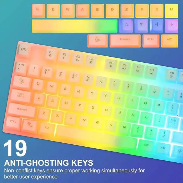 Alt view image 7 of 7 - CHONCHOW LED Keyboard and Mouse, 104 Keys Rainbow Backlit Keyboard and 7 Color RGB Mouse, White Gaming Keyboard and Mouse Combo for PC Laptop Xbox PS4 Gamers and Work