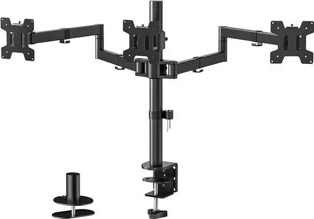 Main image of WALI Triple Monitor Mount, Three Monitor Desk Mount Fits 13-27in Screens,Holds up to 22lbs, Multiple Monitor Stand with Tilt, Swivel, Rotation, VESA 75x75,100x100mm(M003S), Black