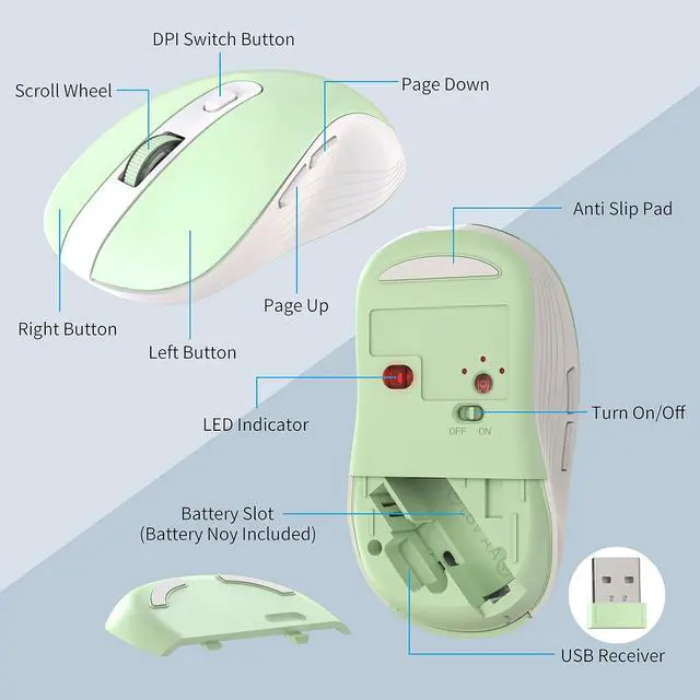 Alt view image 4 of 7 - Wireless Keyboard and Mouse Combo, MARVO 2.4G Ergonomic Wireless Computer Keyboard with Phone Tablet Holder, Silent Mouse with 6 Button, Compatible with MacBook, Windows (Green)