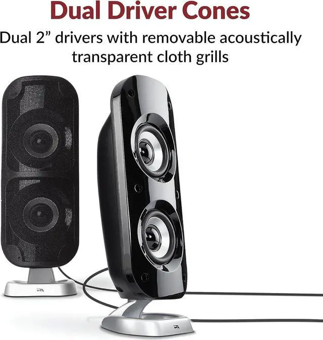 Alt view image 5 of 6 - Cyber Acoustics CA-3810 2.1 Multimedia Speaker System with Subwoofer, 80 Watts Peak Power, Strong Bass, Perfect for Music, Movies, and Games