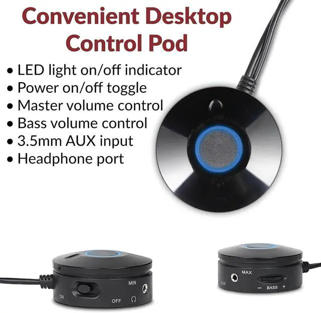 Alt view image 6 of 6 - Cyber Acoustics CA-3810 2.1 Multimedia Speaker System with Subwoofer, 80 Watts Peak Power, Strong Bass, Perfect for Music, Movies, and Games