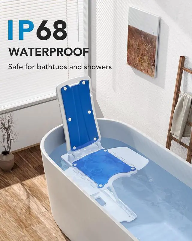 Alt view image 6 of 7 - HUANUO 2-in-1 Electric Chair Lift for Elderly Floor Lift & IP68 Waterproof Bath Lift for Tub, Foldable, 308 lbs Capacity, Remote Control, Height Adjustable 2.3"-18.9", for Fall Recovery & Home Care