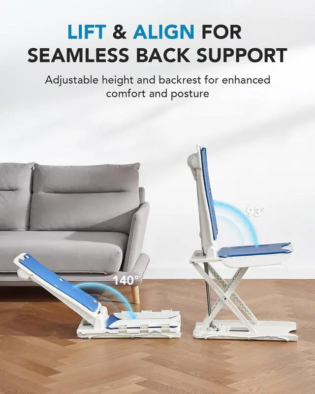 Alt view image 5 of 7 - HUANUO 2-in-1 Electric Chair Lift for Elderly Floor Lift & IP68 Waterproof Bath Lift for Tub, Foldable, 308 lbs Capacity, Remote Control, Height Adjustable 2.3"-18.9", for Fall Recovery & Home Care