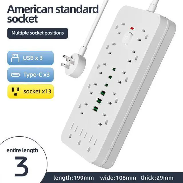 Main image of 19-in-1 USB Power Strip Multi-Port Extension Cord with USB-C & AC Outlets white 3m M9 13-in-1