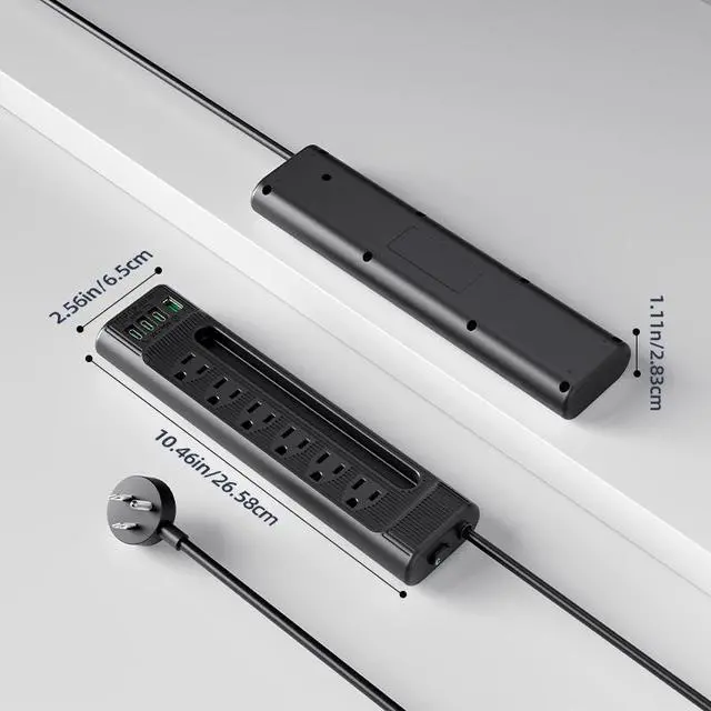 Main image of USB Adapter Plug Safe & Durable Power Strip with Multi-Port Charging black 3m