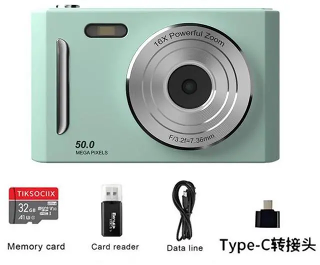 Main image of M26 5K HD Portable Digital Camera CCD Style, Kids & Student Camera, Ideal Childrens Day Gift green 32G memory card