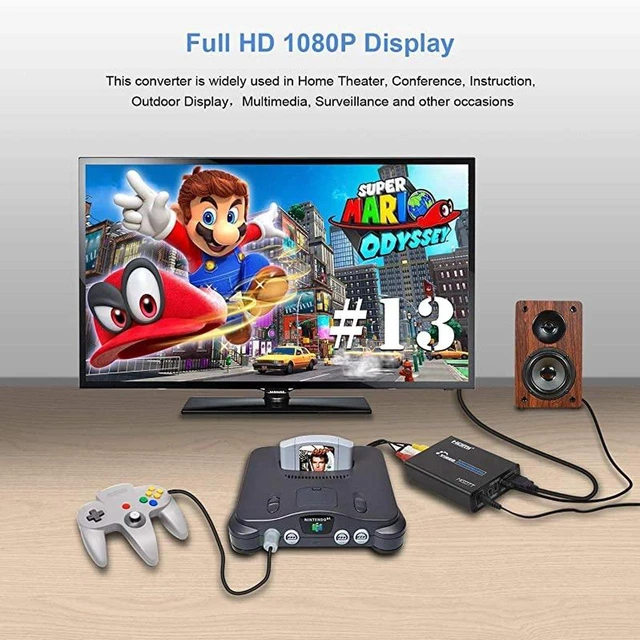 Alt view image 11 of 13 - RCA Svideo to HDMI Converter 3RCA Composite CVBS AV or Svideo and RL Audio Input to HDMI Output Upscale Converter Supports 720P 1080P Output Switch for N64 PS2 Wii DVD