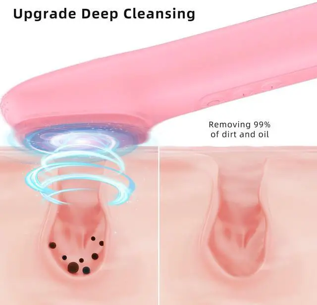 Alt view image 2 of 7 - Facial Cleansing Brush Portable Waterproof Rechargeable Face Wash Brush Electric Deep Cleaning for Men and Women (Pink)