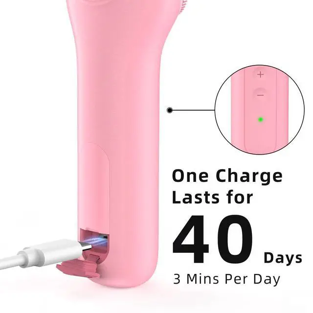 Alt view image 6 of 7 - Facial Cleansing Brush Portable Waterproof Rechargeable Face Wash Brush Electric Deep Cleaning for Men and Women (Pink)