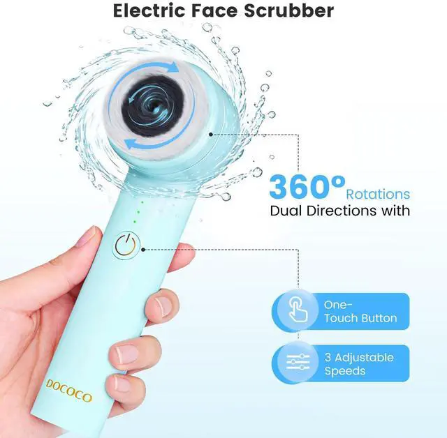Alt view image 5 of 7 - Facial Cleansing Brush with Dual Rotating, Electric Face Scrubber, 3 in 1 Facial Brush Skin Cleansing for Deep Cleansing, 3 Speeds, Waterproof Face Cleanser Brush for Men Women, Soft Exfoliator