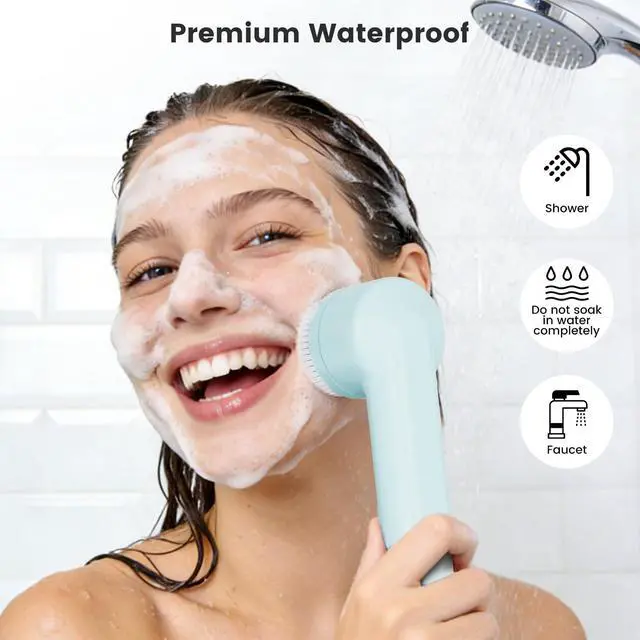 Alt view image 6 of 7 - Facial Cleansing Brush with Dual Rotating, Electric Face Scrubber, 3 in 1 Facial Brush Skin Cleansing for Deep Cleansing, 3 Speeds, Waterproof Face Cleanser Brush for Men Women, Soft Exfoliator