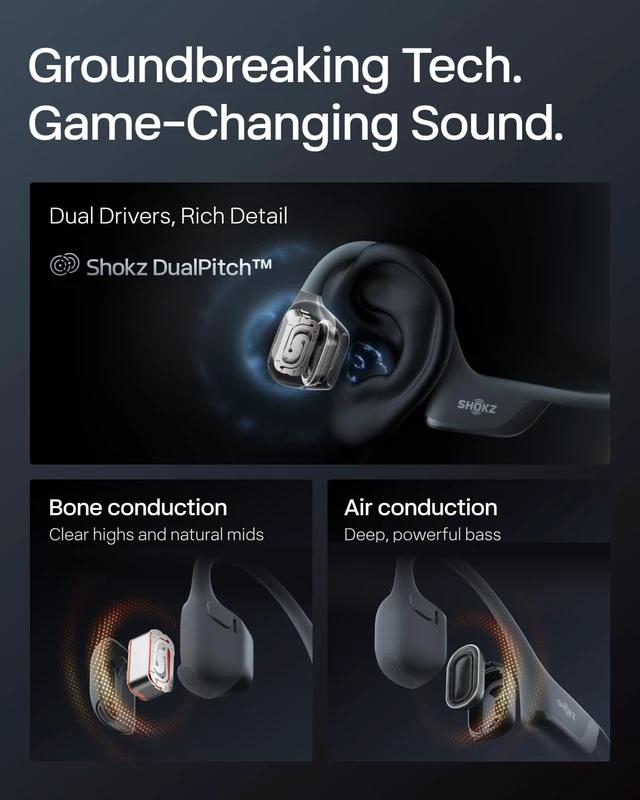 Alt view image 5 of 7 - OpenRun Pro 2 Mini Bone Conduction Bluetooth Sport Headphones, Black Bundle with Reflective StripDualPitch premium soundOpen ear awareness; Smart Mic; IP55; 12H battery; Running/Cycling/Hiking
