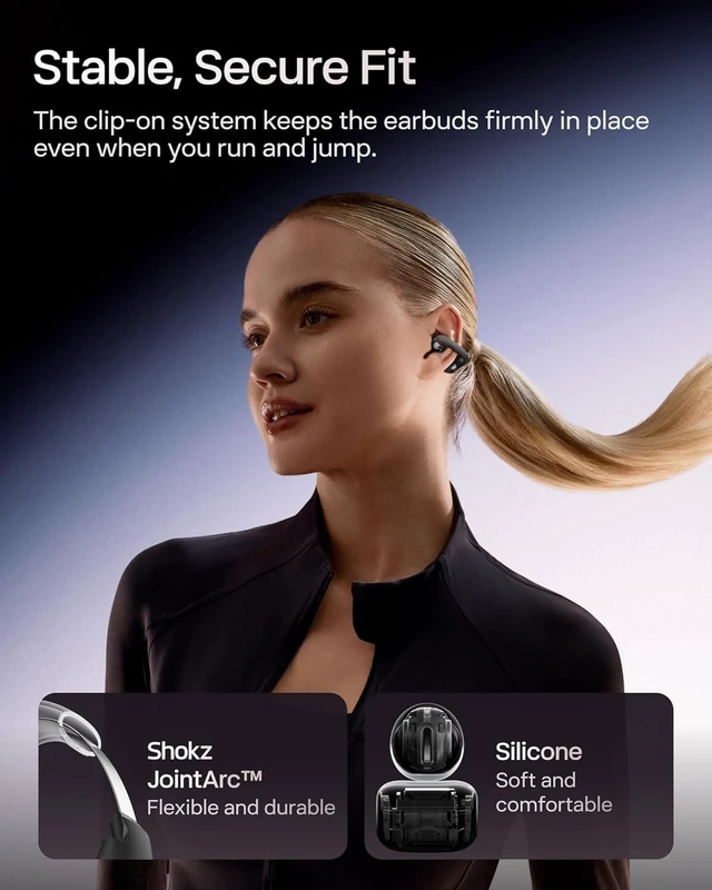 Alt view image 5 of 7 - OpenDots ONE Open-Ear Clip-On Bluetooth Earbuds, Black, Dolby Audio Clip-on design; Open ear awareness; Lightweight secure fit; Dolby Audio; 40H listening; Travel/Commuting/Yoga use