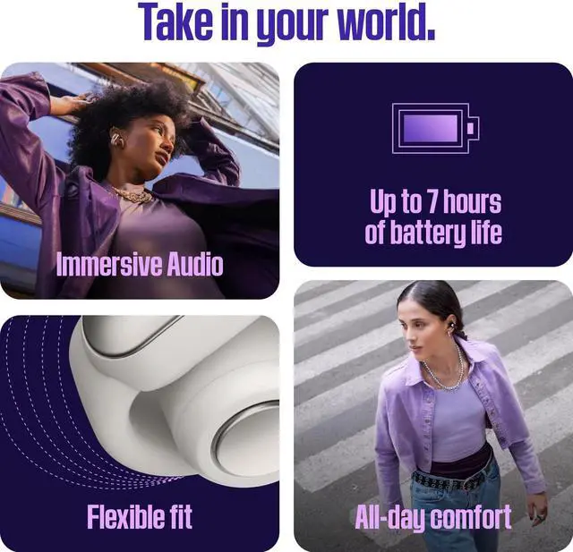 Main image of Ultra Open Earbuds - Bluetooth Open Ear Earbuds with OpenAudio for Awareness, Clip-On Design for Comfort, Water Resistant, Up to 48 Hrs of Playtime, Sunset Iridescent - Limited Edition Color