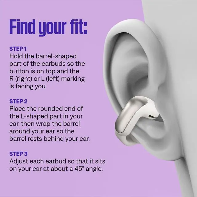 Alt view image 3 of 4 - Ultra Open Earbuds - Bluetooth Open Ear Earbuds with OpenAudio for Awareness, Clip-On Design for Comfort, Water Resistant, Up to 48 Hrs of Playtime, Sunset Iridescent - Limited Edition Color