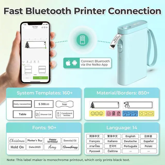 Alt view image 2 of 7 - P21 Label Maker Machine with Tape, Bluetooth Label Printer, Cyan