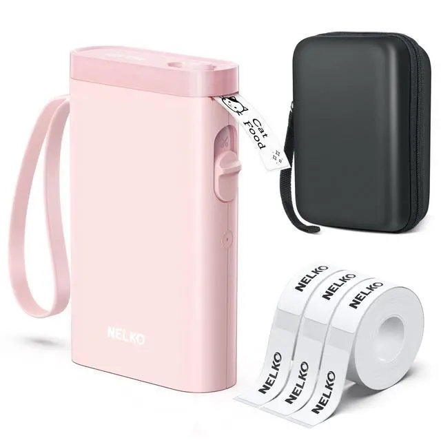 Main image of Label Maker Machine with Tape, P21 Bluetooth Label Printer with 3 Tapes & Case, Wireless Mini Label Makers with Multiple Templates Icon Font Custom for School Office Home, Pink