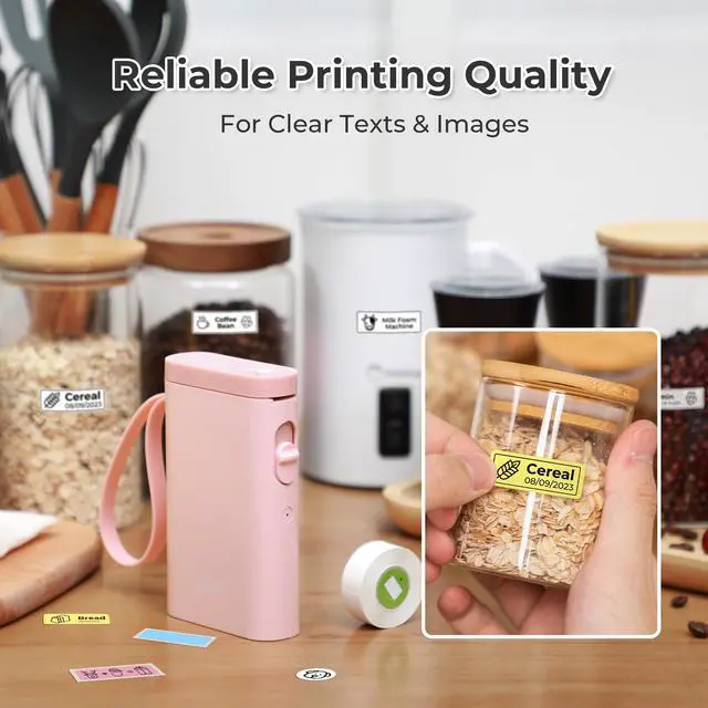 Alt view image 7 of 7 - Label Maker Machine with Tape, P21 Bluetooth Label Printer with 3 Tapes & Case, Wireless Mini Label Makers with Multiple Templates Icon Font Custom for School Office Home, Pink