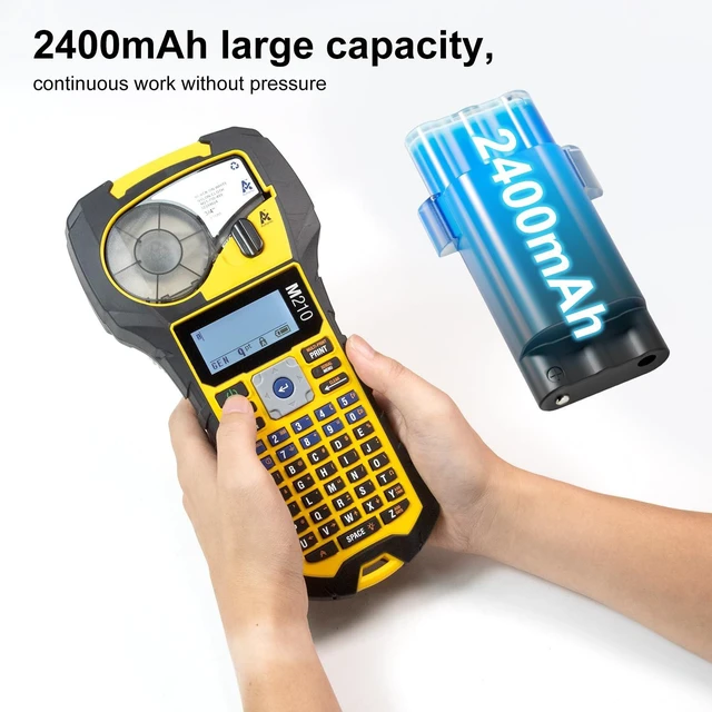 Alt view image 5 of 7 - M210 Battery Pack Compatible with M210, M210-LAB, BMP21-LAB, BMP21-PLUS M210 RechargeableLabel Printer Battery External Replacement battery with USB C Input, 2400mAh 7.4V 17.76W