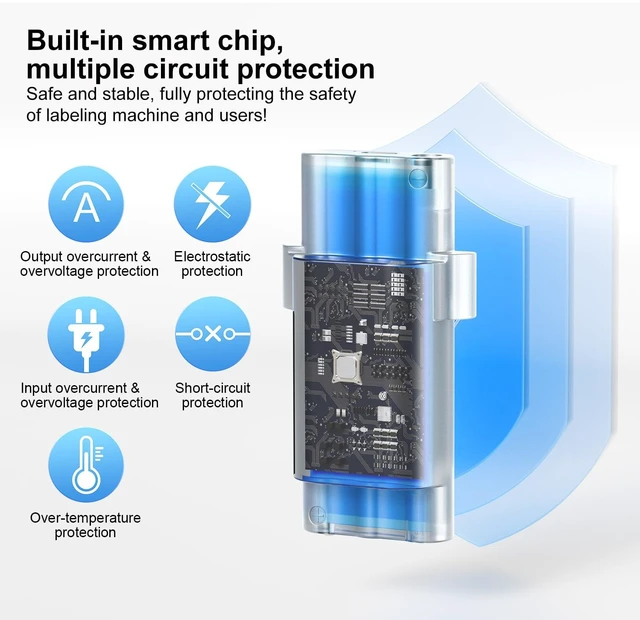 Alt view image 6 of 7 - M210 Battery Pack Compatible with M210, M210-LAB, BMP21-LAB, BMP21-PLUS M210 RechargeableLabel Printer Battery External Replacement battery with USB C Input, 2400mAh 7.4V 17.76W