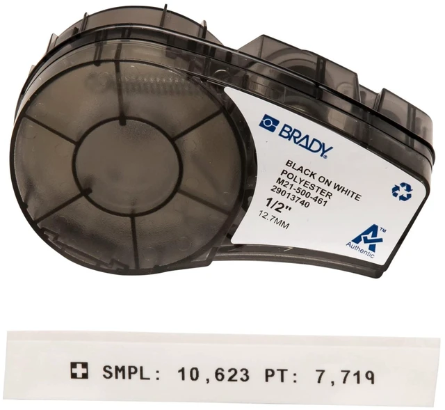 Main image of Brady Authentic (M21-500-461) Extreme-Temp Resistant Label for Lab, Equipment, and Asset Tracking Labeling, Black on White- For M210, M210-LAB, M211, BMP21-PLUS and BMP21-LAB Printers, .5" W, 21' L