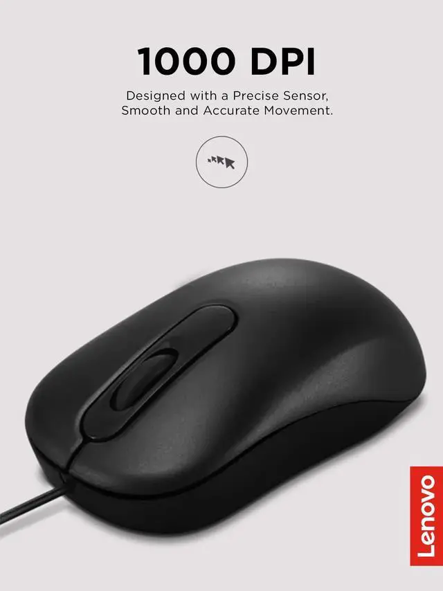 Alt view image 2 of 7 - 100 Wired USB Computer Mouse for PC, Laptop, Computer with Windows - Full-Size - Ambidextrous Design - 3 Buttons - Red Optical Sensor Black