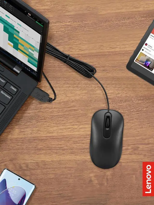 Alt view image 7 of 7 - 100 Wired USB Computer Mouse for PC, Laptop, Computer with Windows - Full-Size - Ambidextrous Design - 3 Buttons - Red Optical Sensor Black
