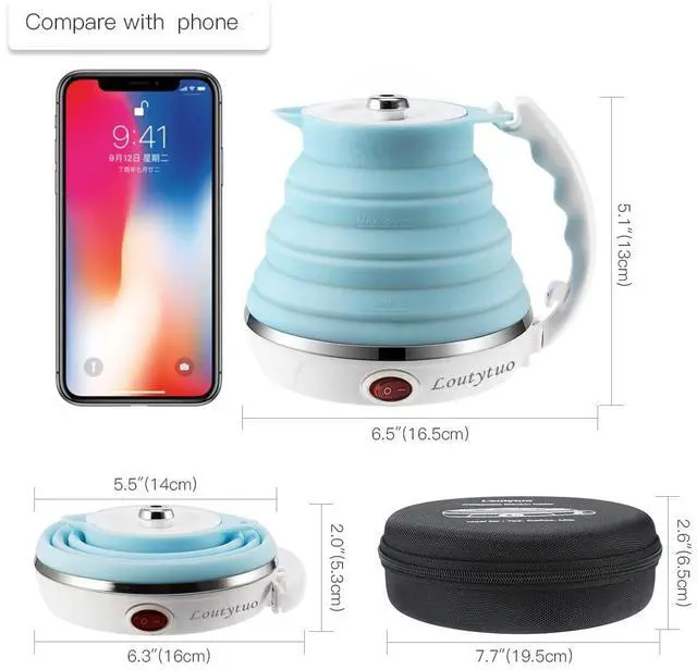 Alt view image 2 of 7 - Food Grade Silicone Portable Collapsible Electric Travel Kettle