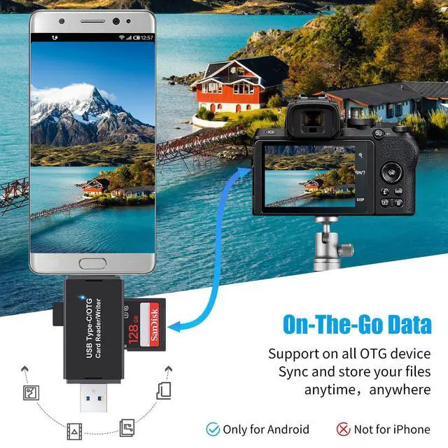 Alt view image 4 of 7 - SD Card Reader USB 3.0 & USB C, Micro SD Card Reader Adapter for SD/Micro SD/SDHC/MMC, High Speed Memory Card Reader Compatible with MacBook Pro/Air, Chromebook, Android Galaxy, WindowsPlug and Play