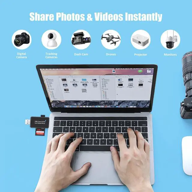 Alt view image 7 of 7 - SD Card Reader USB 3.0 & USB C, Micro SD Card Reader Adapter for SD/Micro SD/SDHC/MMC, High Speed Memory Card Reader Compatible with MacBook Pro/Air, Chromebook, Android Galaxy, WindowsPlug and Play