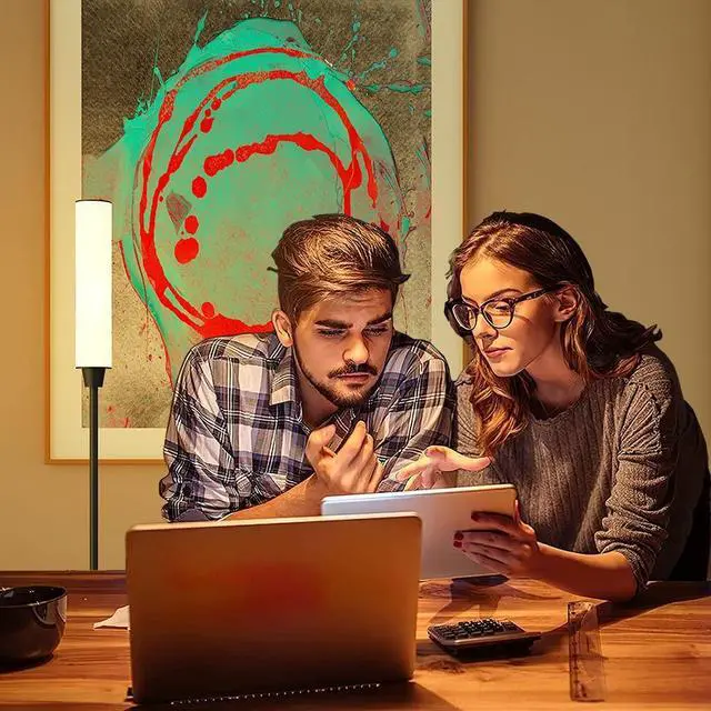 Alt view image 6 of 6 - Floor Lamp with Remote Control,Bright Floor Lamps for Living Room/Bedroom/Office, Stepless Adjustable 3000K-6000K Colors and 10-100% Brightness,Standing Light with Foot Switch (Black)