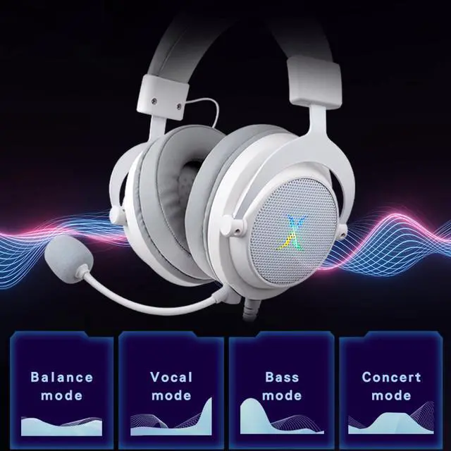 Alt view image 4 of 7 - HAU-37 USB Gaming Headset for PC, Computer Headphones with Microphone, 7.1 Surround Sound, 50MM Dynamic Drivers, RGB Light, Wired Headphones for PS4, PS5, Laptop