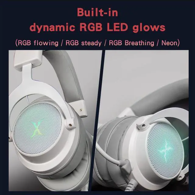 Alt view image 7 of 7 - HAU-37 USB Gaming Headset for PC, Computer Headphones with Microphone, 7.1 Surround Sound, 50MM Dynamic Drivers, RGB Light, Wired Headphones for PS4, PS5, Laptop