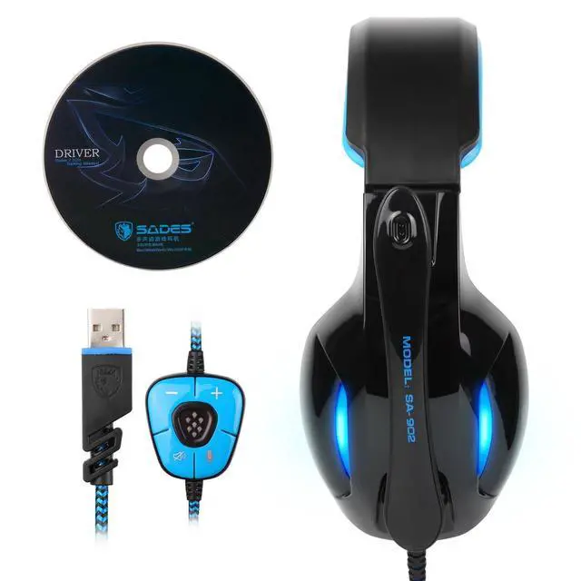 Alt view image 2 of 7 - SA902 7.1 USB Surround Sound PC Headsets Over-Ear Gaming Headphones with Microphone LED Light