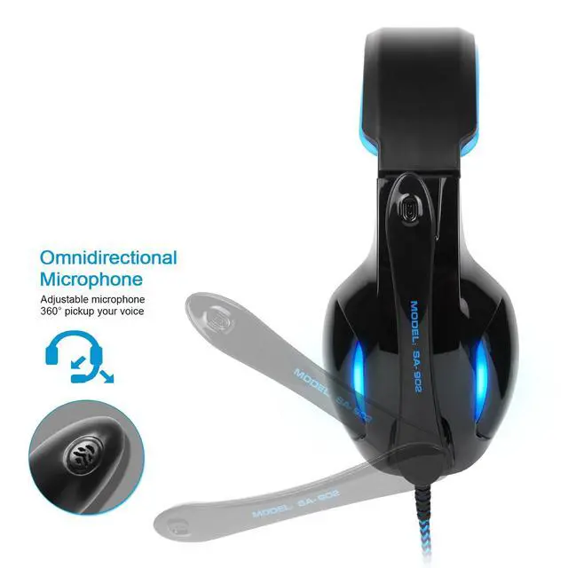 Alt view image 3 of 7 - SA902 7.1 USB Surround Sound PC Headsets Over-Ear Gaming Headphones with Microphone LED Light