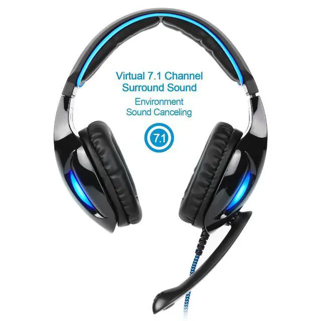 Alt view image 4 of 7 - SA902 7.1 USB Surround Sound PC Headsets Over-Ear Gaming Headphones with Microphone LED Light