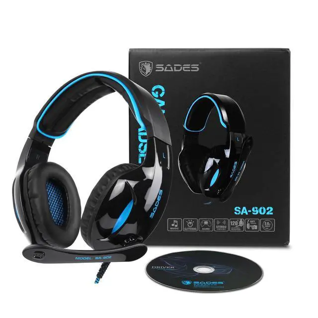 Alt view image 6 of 7 - SA902 7.1 USB Surround Sound PC Headsets Over-Ear Gaming Headphones with Microphone LED Light